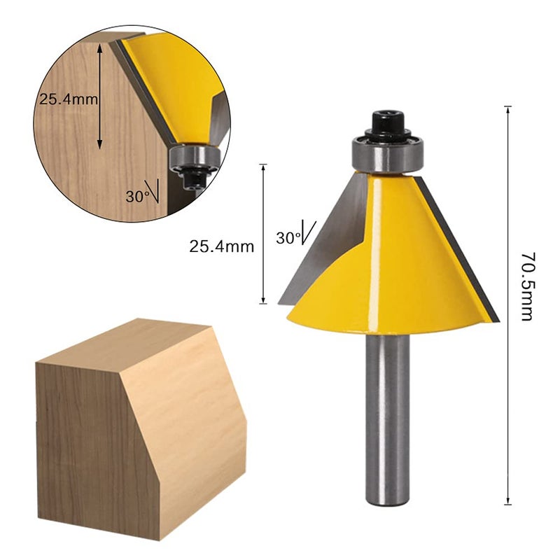 Wolfride 3Pcs Chamfer Router Bit Set 1/4 Inch Shank Bevel Router Bits 15 22.5 30 Degree - Image 4